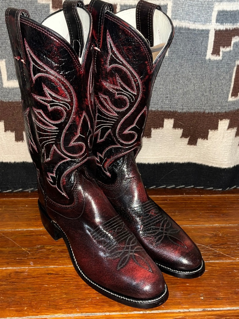 Vintage Olathe Boot Company Cowboy Boots Cherry Red Ladies 7AA NOS